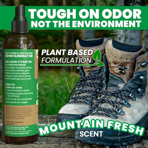 Uncle Todd's Shoe Deodorizer Spray 8oz - Proven & Powerful Enzyme Formula Spray for Shoe Odor Elimination in All Footwear (Mountain Fresh) - size: 8 Fl Oz (Pack of 1)