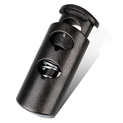 DYZD Double Hole Cord Locks End Plastic Spring Stop Toggle Stopper for Drawstrings, Paracord (Black, 10 PCS)