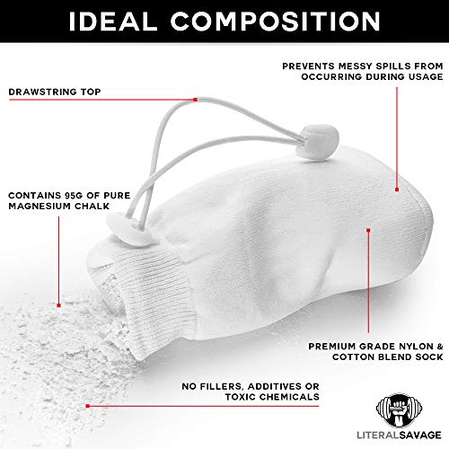 No Mess Climbing Chalk Ball for Lifting, Climbing, Gymnastics & Crossfit – Refillable Chalk Ball with Pure Magnesium Carbonate for Dry Hands & Better Grip – 2.3 oz - color: White