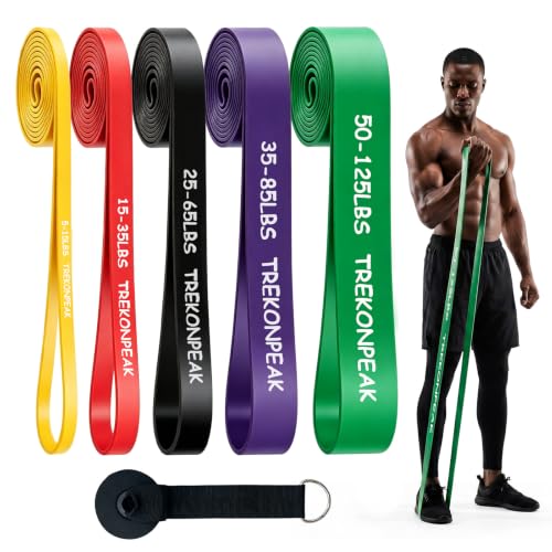 Resistance Bands for Working Out, 5-Levels Exercise Band Set, Pull Up Assistance Bands-Strength Training Physical Therapy Stretching Women Men Home Gym