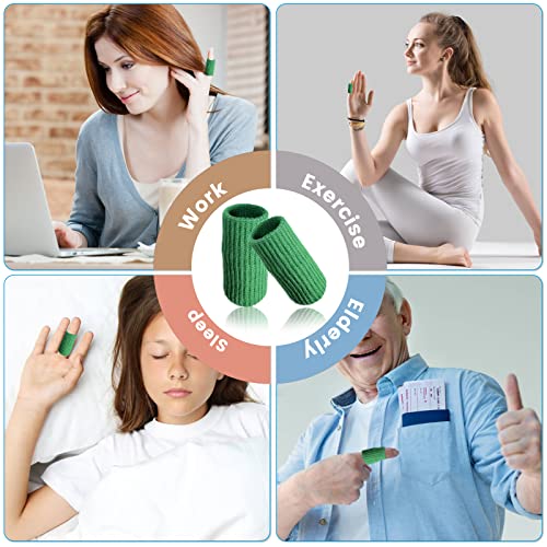 Finger Compression Sleeves, 10 Pcs | Finger Protectors Cots for Arthritis Swelling Basketball Sport, Breathable Elastic - color: Green