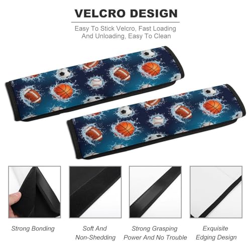 2 Pack Sports Balls Basketball Baseball Football Soccer Car Seat Belt Pad Soft Padded Seat Belt Cushion for Child, Stroller Pushchair High Chair, Shock Absorption - color: Pattern 175