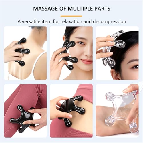Trigger Point Massage Tools, 2 Pcs 5 Point Deep Tissue Manual Massager Handheld Body Massagers, Handheld Palm Pressure Point Massage Tool for Neck Shoulder Back Muscle Pain Relief (Black) - color: Black
