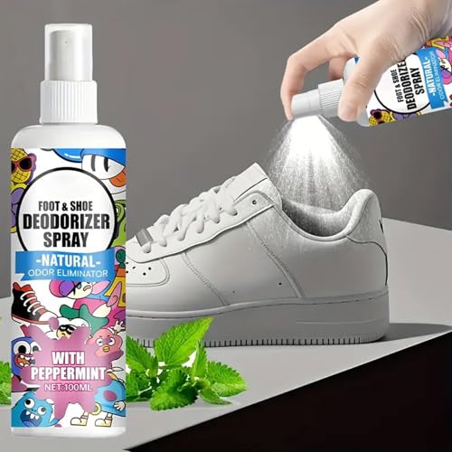 Shoe Spray Deodorizer 100ml Smell Eliminator Spray for Footwear | Footwear Odor Removal Mist for Travel Hiking Home Tennis Leather Fabric Canvas Sneaker