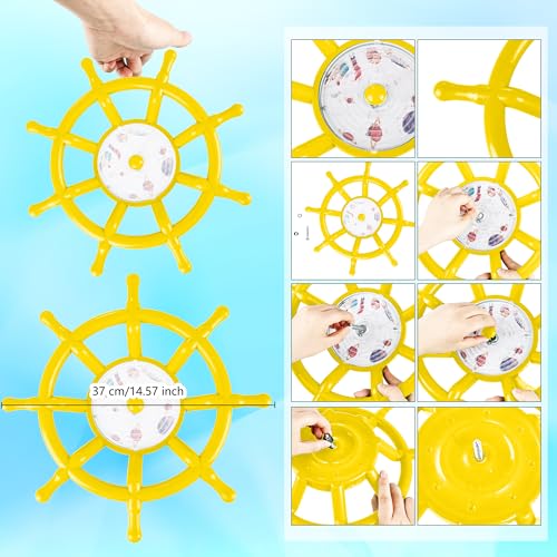 Kids Playground Accessories Outdoor Plastic Steering Wheel Playset Pirate Ship Wheel for Playhouse Garden Backyard Tree House - color: Yellow Set 1