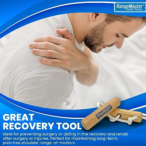 RangeMaster Econo Ranger Shoulder Pulley │ Physical Therapy Exercises │ Aids in Recovery and Rehabilitation │ Increases Mobility │ Wooden Handles for Comfort │ Metal Bracket Door Attachment - color: White