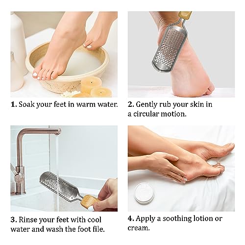 Foot Rasp Callus Remover - Pedicure Scrubber for Cracked Feet, Heel - Professional Stainless Steel File - Remove Dead Skin Corns with Wooden Handle - style: Mixed-Grained Rasp