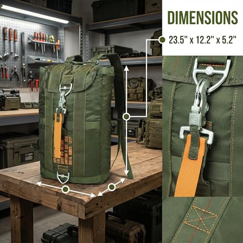 Military Tactical Backpack with Parachute Buckles, Nylon Daypack | Built for men and women for travel, outdoor hiking, camping, trekking, climbing, college, and daily carry - color: Green