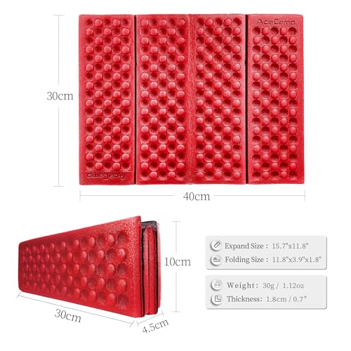 AceCamp 3940 Portable Lightweight Mini Waterproof Folding Mat, Foam Sitting Pad for Outdoor Activities, Foldable Kneeling and Seat Cushion for Comfort, Red - style: 2-pack