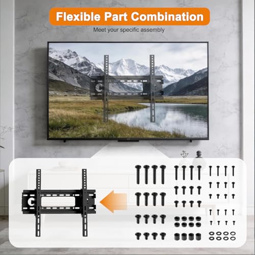 Universal TV Mounting Hardware Screw Kit Set with Box - M4 M5 M6 M8 Screws, Washers & Spacers, Replacement Screws for TV VESA Mounting, Fits Most TV/Monitor up to 80 inch, Strong & Durable