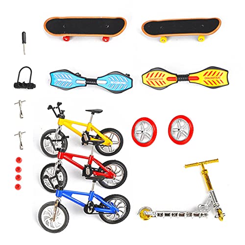 ZEZEFUFU 1 Set 18PCS Plastic Mini Fingerboard Skateboard Two Wheels Bike