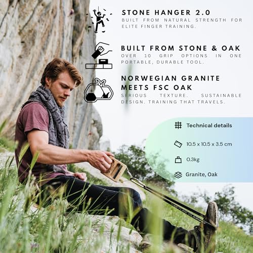 Portable Hangboard | Rock Climbing Hangboard | Hang Board for Climbing | Fingerboard | Strengthen Your Fingers | Bouldering Gifts | Hard Wood - color: Granite