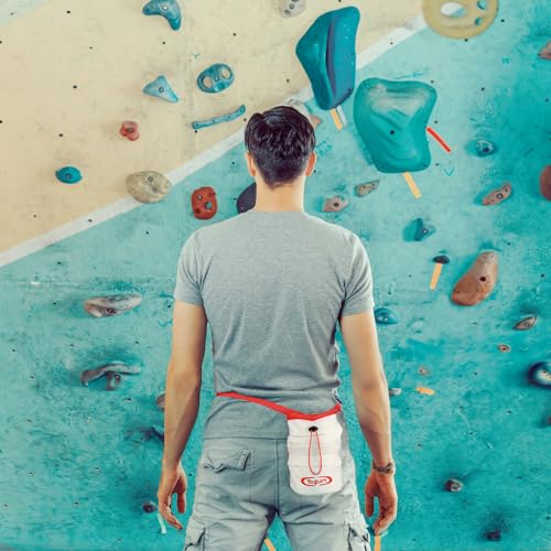 Chalk Bag for Rock Climbing, Bouldering, and Weightlifting - Asian-Inspired Design - Premium Chalk Bucket with Quick-Clip Belt, Zipper Pocket, Brush Holder - color: Yogurt