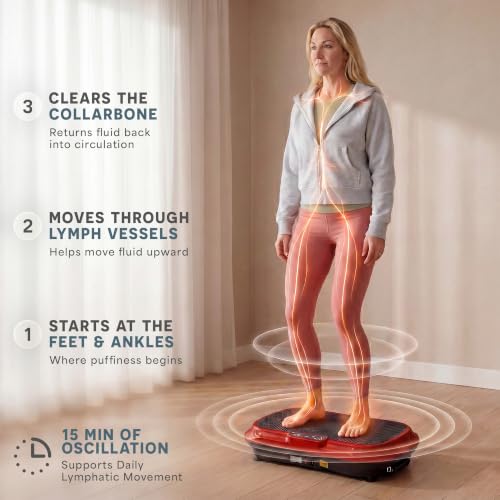 Lifepro Waver Vibration Plate Exercise Machine with 99 Speeds & 10 Presets | Resistance Bands, Non-Slip Surface, 330 lbs Capacity — Vibration Plate for Lymphatic Drainage, Body Toning, Full-Body Workout - color: Red