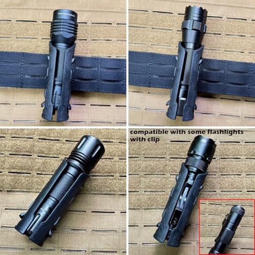 Quick Draw Tactical Flashlight Holster, Rotatable Tactical Molle Light Holder for Duty Belt