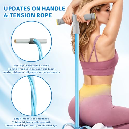 Pedal Resistance Band with Handle, 2-Pack Resistance Bands for Working Out, Portable Full-Body Training Equipment, Low-Impact Rehabilitation Exercise Bands with 6-Tube Pedal and Handles