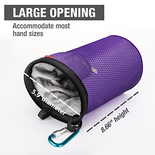 Moko Rock Climbing Chalk Bag, Bouldering Chalk Pot Bucket with Adjustable Belt & Carabiner Drawstring Climbing Gear - color: Purple, style: Straight Cylinder