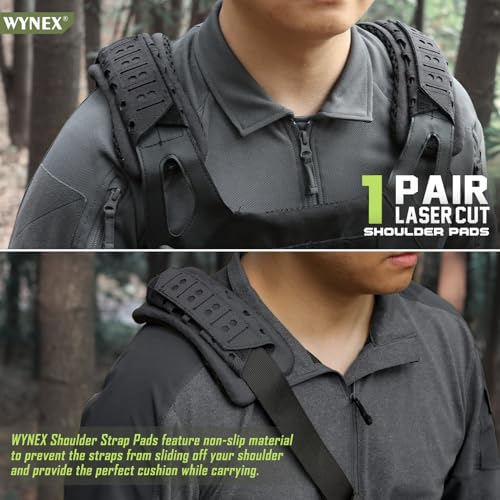 WYNEX Shoulder Strap Pad for Vest Carrier Accessories 2 Pack | 1000D Nylon Tactical Plate Shoulder Pads Strap Cushion, Flak Vest Shoulder Pads, Soft 3D Mesh Pads with Tactical Gear for Men - color: Black