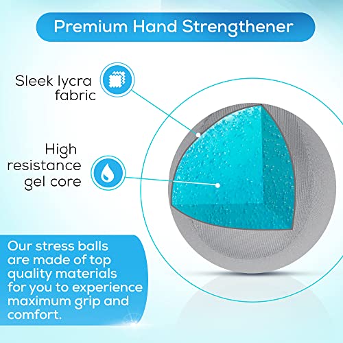 Serenilite Hand Therapy Exercise Stress Ball Bundle - Tri-Density Stress Balls for Adults & Grip Strengthening - color: Cloud, Sea Breeze, Titanium Holiday Set