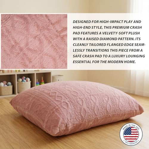 Matini Home Crash Pad 48" X 60" - High-Density Foam Floor Landing Mat, Professional Gymnastics Equipment for Impact Support, Jumping and Lounging - Pink - color: Pink 48" X 60"