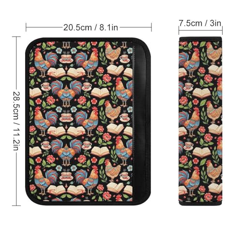 2 Pack Chicken Reading Book Chickens Rooster Hen Floral Seat Belt Cover Universal Fit Seat Belt Cushion for Kids, Stroller Pushchair High Chair, Neck and Shoulder Support - color: Pattern 665