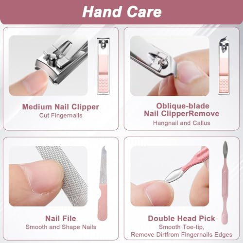 7 in 1 Premium Manicure Set - Nail Clippers Scissors Pedicure Stainless Steel Cuticle Nail Care Tools with Luxurious Travel Case, Portable Manicure Grooming Kit for Women