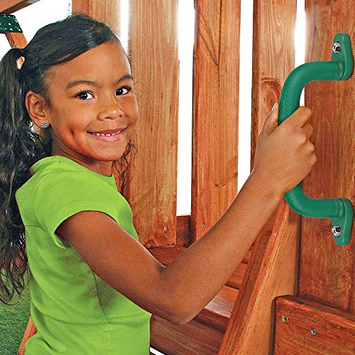 Dolibest 2-Pack Safety Handles for Swing Sets & Playsets - Monkey Bars with Anti-Skid Grip with Finger Indentations, Plastic Grab Handles, Easy Mounting for Climbing Frames, Playhouses, Treehouses - color: Green-2pcs