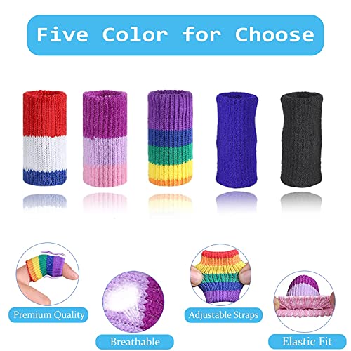 Finger Compression Sleeves, 10 Pcs | Finger Protectors Cots for Arthritis Swelling Basketball Sport, Breathable Elastic - color: Purple Pink