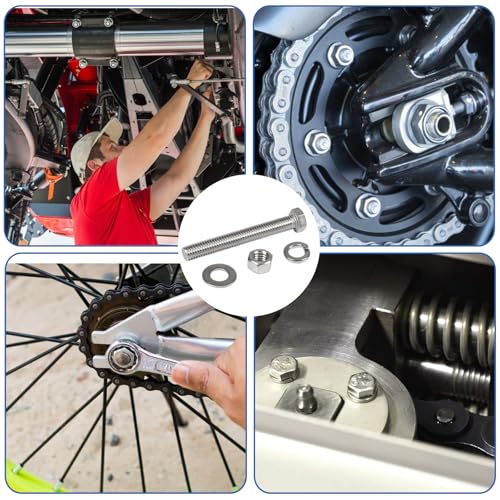 MroMax 10 Sets 1/4-20 x 3 Hex Head Screw Bolt, Nuts, Flat Washer & Spring Lock Washers Kits,Fully Threaded, Stainless Steel 18-8（304）, Bright Finish - size: 1/4-20 x 3" (10 Sets)