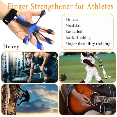 Grip Strength Trainer with Forearm Strengthener, Hand Grip Strengthener, Hand Extension Exerciser, Stress Relief Ball and Hand Grip Strengthener for Muscle Building and Injury Recover(5 PCS) - color: blue & black