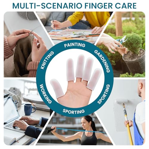 Povihome Finger Cots Protectors - Moisturizing Thumb and Finger Covers - Thickend Version - Elastic Cracked Silicone Finger Sleeves to Protect Cracked, Peel Finger and Other Finger Pain (Clear, 10PCS) - color: Clear, size: Medium (10PCS)