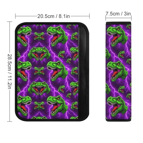 2 Pack Universal Fit Seat Belt Cover for Child, Stroller Pushchair High Chair, T Rex Jurassic Dinosaurs Automotive Seat Belt Protector, Pressure Relief - color: Pattern 1214