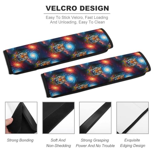 2 Pack Starry Night Floral Animal Tiger Seat Belt Shoulder Pad Breathable Shoulder Harness Cover for Child, All Vehicles, Neck and Shoulder Support - color: Pattern 176