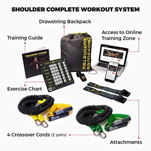 Crossover Symmetry Shoulder System Includes Two Sets of Resistance Bands Attachments Training Guide Exercise Chart Online Workouts for Home Fitness Rehab Rotator Cuff Exercises - style: Novice Door Belts