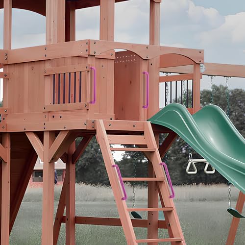 BiJun 17 Inch Monkey Bars Heavy Duty Metal Playground Handles,Pink 6 Pack | Indoor Outdoor Ceiling Grab Bars,Anti-Rust Steel,300LBS Capacity,for Backyard Climbing Frame Treehouse Wall Ladder - color: Pink- 6PCS