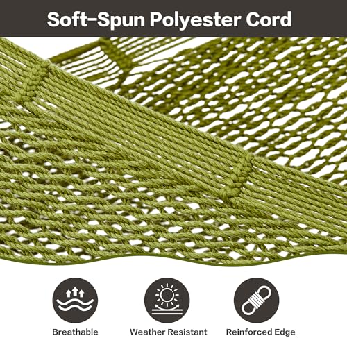 CHULIM Handwoven Mayan Hammock with 10ft Tree Straps, 550lbs Capacity Soft Rope Double Hammock, Portable Outdoor Hammock with Carry Bag for Camping Backyard Beach - Green - color: Green