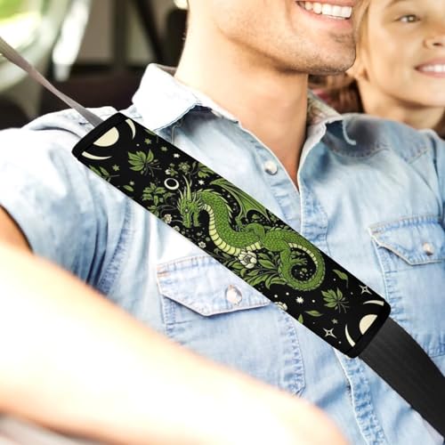 2 Pack Breathable Car Seat Straps Shoulder Pads for Adults and Children, All Vehicles, Moon Flowers Green Dragon Harness Pads Strap, Pressure Relief - color: Pattern 380