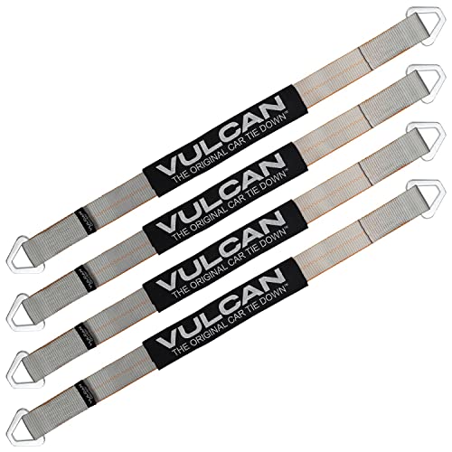 VULCAN Car Tie Down Axle Strap with Wear Pad - 2 Inch x 36 Inch - 4 Pack - Silver Series - 3,300 Pound Safe Working Load - size: 2" x 36" Silver Series (4 Pack)