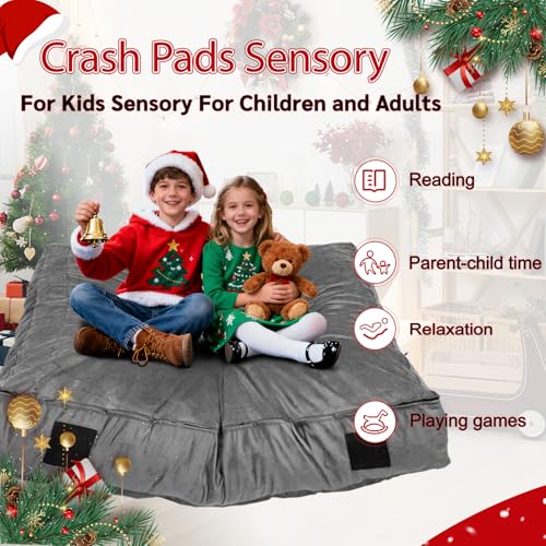 WOUDY Crash Mats for Kids Sensory, Sensory Pads for Autistic Children,Soft Foam Landing Zone, Soft, High-Density Foam Landing Zone Provides Safe Sensory, with Washable Cover - size: 3FT grey