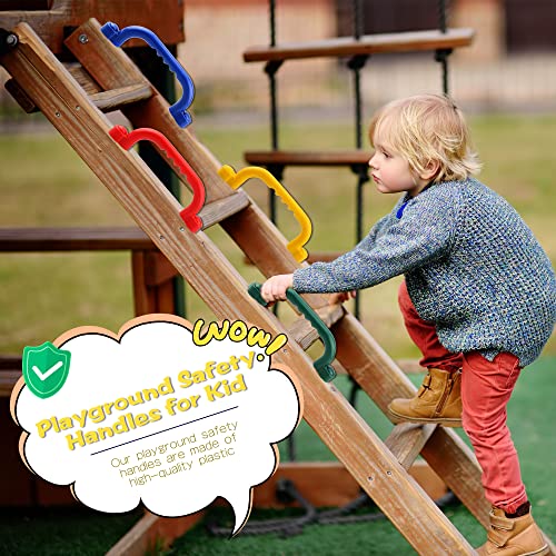 8 Pieces Playground Safety Handles Swing Set Handles Playset Grab Handles for Kids Boys Girls Outdoor Play House Frame Accessories(Green,Blue,Yellow,Red) - color: Green,blue,yellow,red