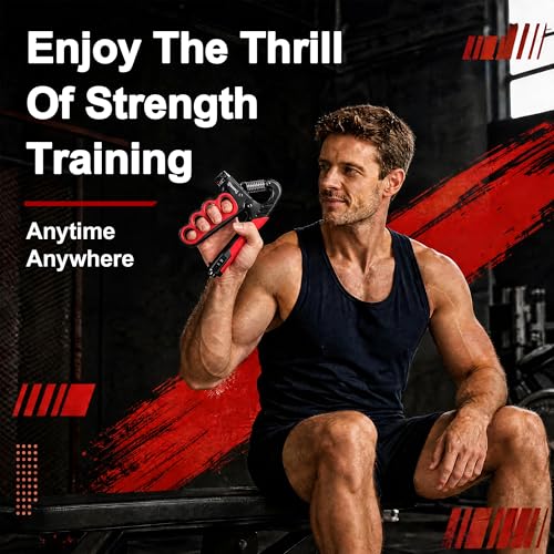 Grip Strength Trainer, Adjustable Resistance Hand Exerciser 11-220Lbs(5-100Kg), Hand Gripper Strengthener for Forearm Workout, 2 Pcs - color: Red