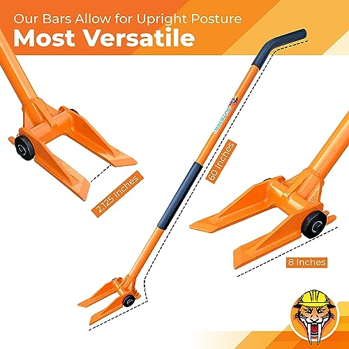 60” Demolition Pry Bar & Crowbar – Round Handle Wrecking Bar for Ceiling & Wall Demo – Heavy Duty Nail Puller Tool for Contractors, Firefighters & Home Renovations - size: 60" Round