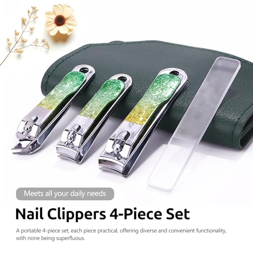 4 Pcs Stainless Steel Nail Clippers Manicure Set, Portable Beauty Tool Professional Grooming Kits, Travel Nail Kit for Men and Women
