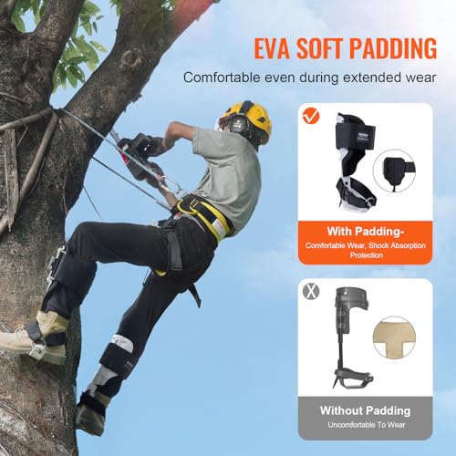 VEVOR Tree Climbing Spikes, 1 Pair Height-Adjustable Climbing Spurs, 350lbs Load Capacity Tree Climbing Gear with Straps, Arborist Equipment for Climbers, Hunting, Fruit Picking - color: White (Upgraded)
