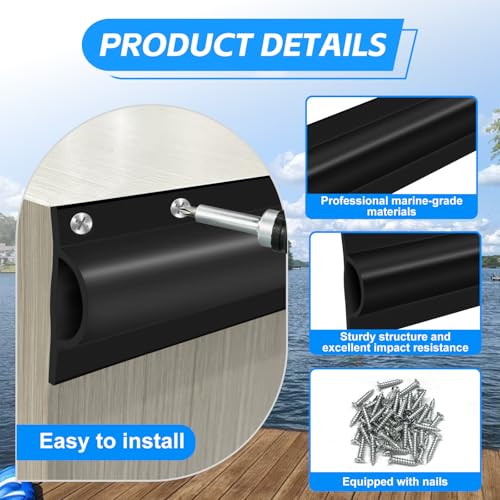 5 Pack Dock Edging Side Gard 10 Feet Dock Guard Straight Angle Dock Protector Rub Rail with Heavy Wall Sections for Greater Protection – Commercial Grade Double Molded Material (Black) - color: 10 Feet Black, style: Straight angle 5pack