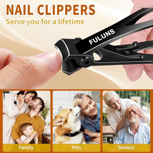 Toenail Clippers for Thick Toenails for Seniors, Angled Large Nail Clippers for Men with Catcher, Heavy Duty Toenail Clippers with Wide Opening Fingernail Clipper Nail Cutter Gifts for Men Women - style: Black Nail Clippers Set
