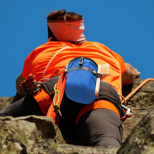 DONGKER Climbing Chalk Bag,Drawstring Bouldering Chalk Bag Bucket with Adjustable Belt & Zippered Storage Pockets for Rock Climbing Bouldering - color: blue
