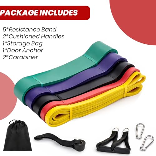 Pull Up Assistance Bands Set for Men & Women – Resistance Bands for Workout, Exercise, Body Stretching, Muscle Training, and Physical Therapy
