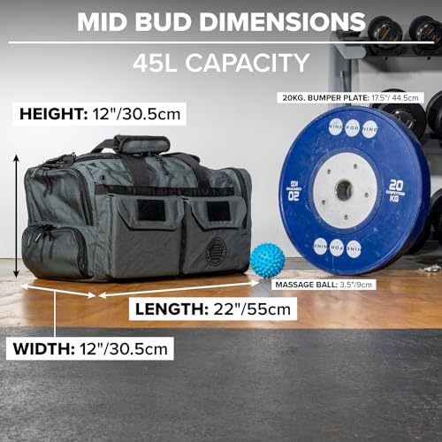 Serious Steel Fitness Gym Bag, 1000D Nylon Duffel Bag, Heavy Duty (Grey - Mid Bud 2.0) - color: Grey, style: Duffel Bag (Mid Bud)