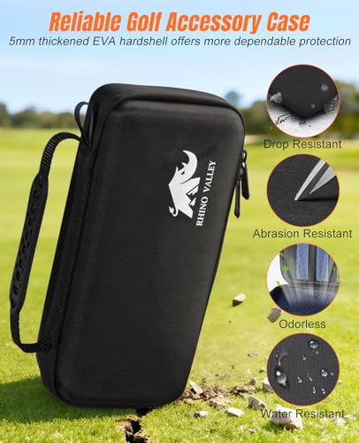 Rhino Valley Golf Glove Holder Case, Golf Accessories Organizer Bag with Glove Shaper for Phone, Gloves, Balls, Tees, Markers, Divot & Repair Tools, Gifts for Golfers Men Women - style: Golf Glove Case- Black